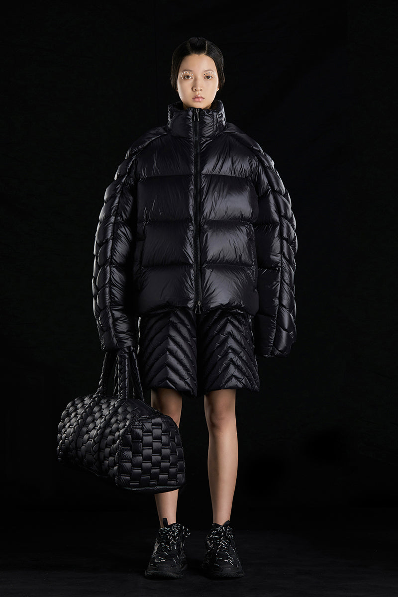 BRAIDED TRIM SILHOUETTE GOOSE DOWN JACKET