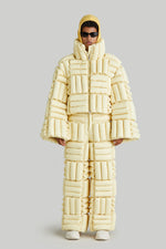 HORIZONTAL CHECKERBOARD GOOSE DOWN JACKET