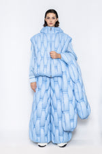 RAXXY BAMBOO WOVEN TEXTURE HOODED GOOSE DOWN VEST