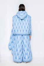 RAXXY BAMBOO WOVEN TEXTURE HOODED GOOSE DOWN VEST