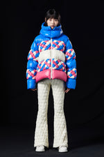 OVERSIZED OCEAN COLOR KNITTING CRAFT GOOSE DOWN JACKET