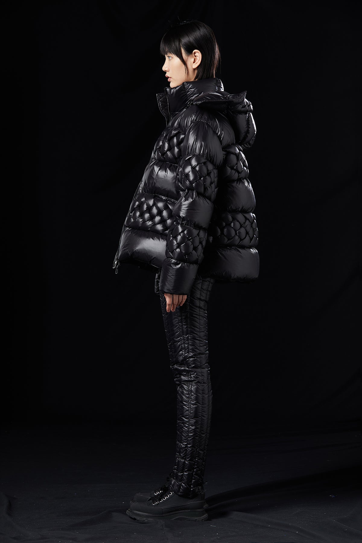 OVERSIZED BRAIDED GOOSE DOWN HOODED JACKET
