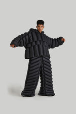 CLASSIC BAMBOO STRIPES OVERSIZED GOOSE DOWN PUFFER