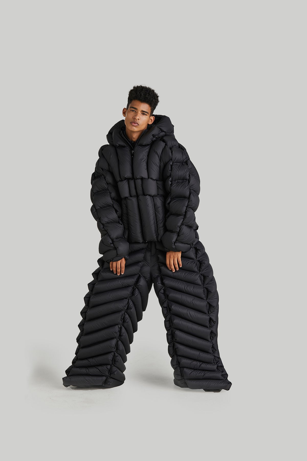 CLASSIC BAMBOO STRIPES OVERSIZED GOOSE DOWN PUFFER