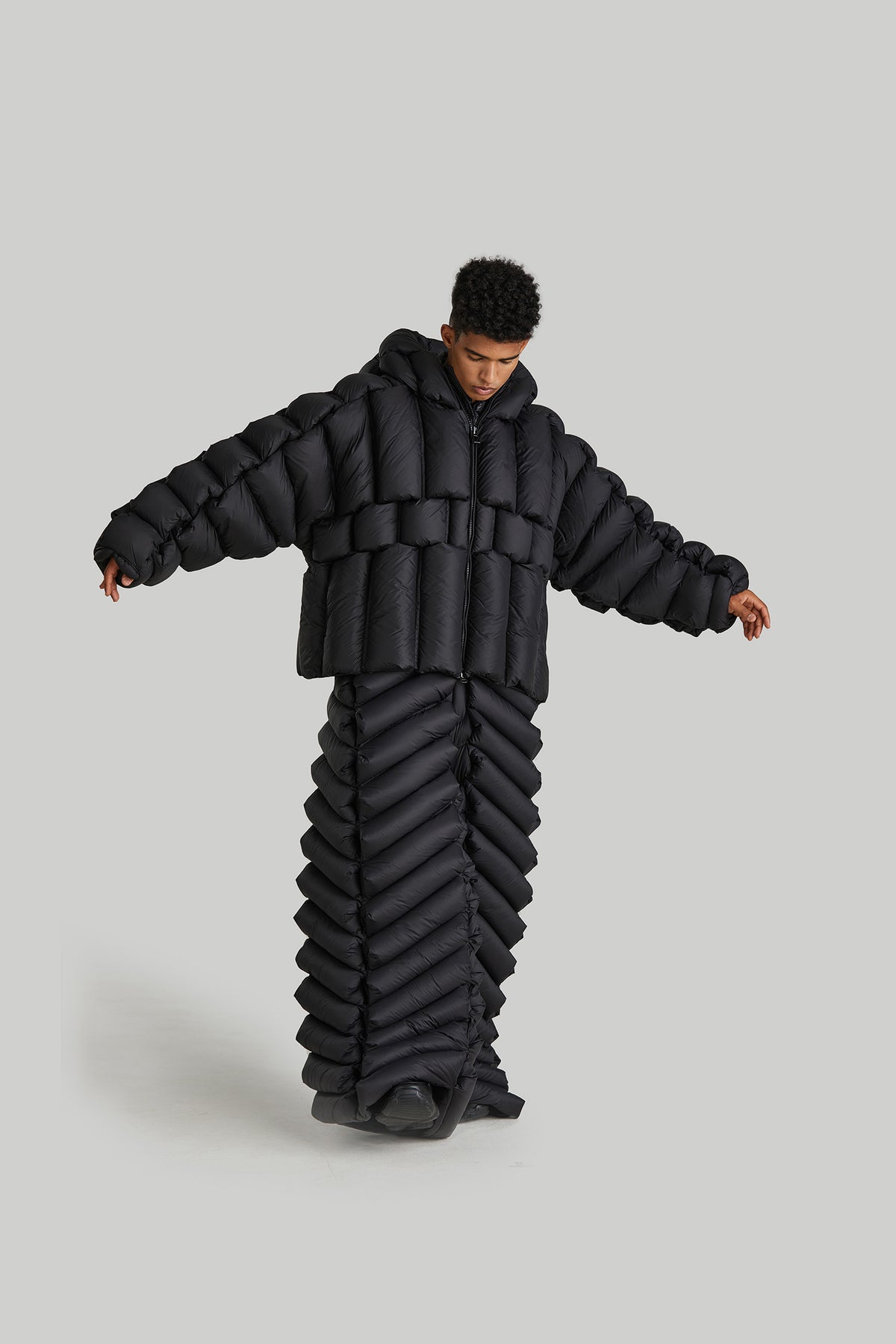 CLASSIC BAMBOO STRIPES OVERSIZED GOOSE DOWN PUFFER