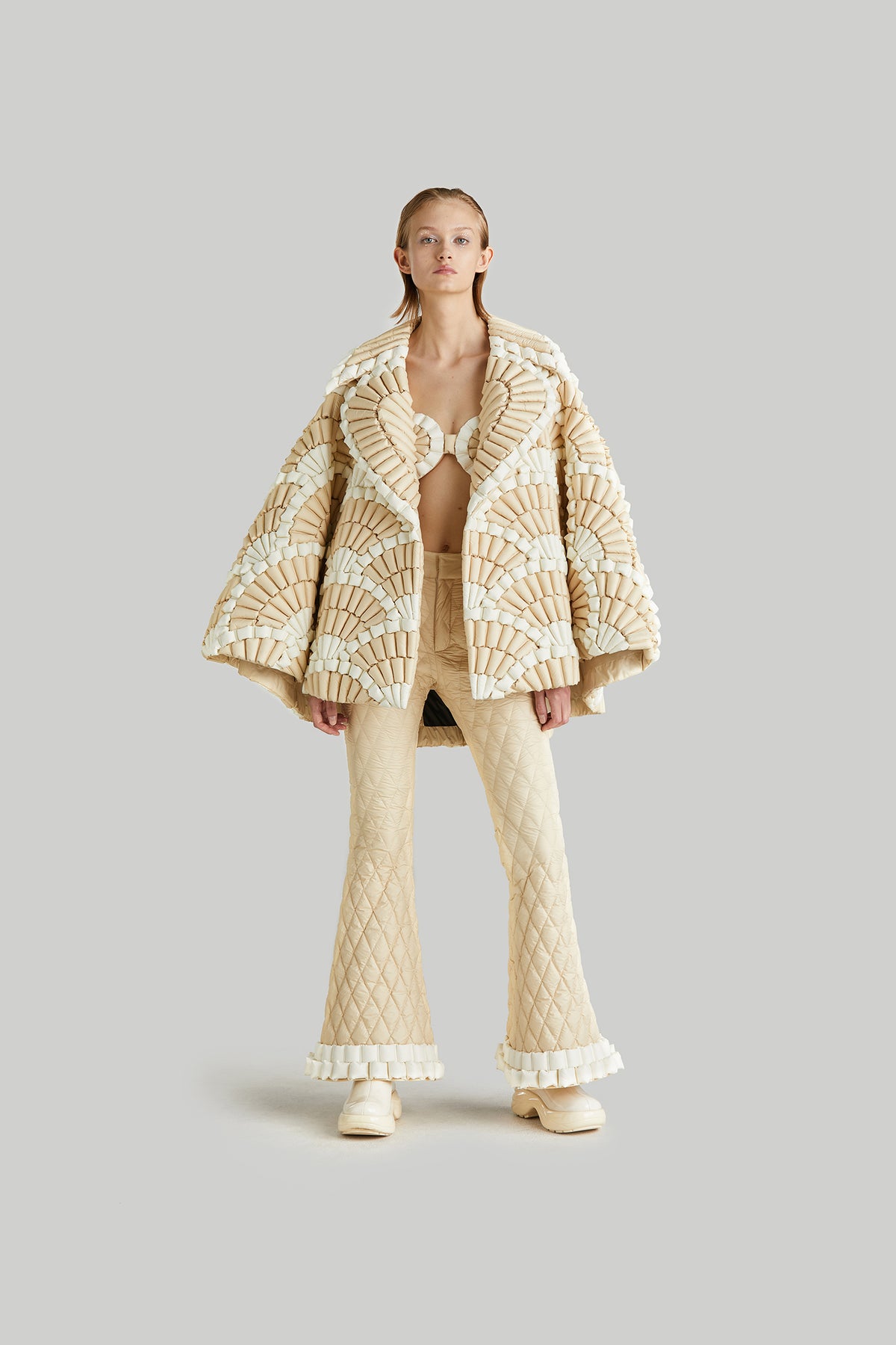 "FAN FIREWORK"ELEGANT GOOSE DOWN CAPE