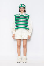 RAXXY THREE-COLOR STRIPES GOOSE DOWN VEST