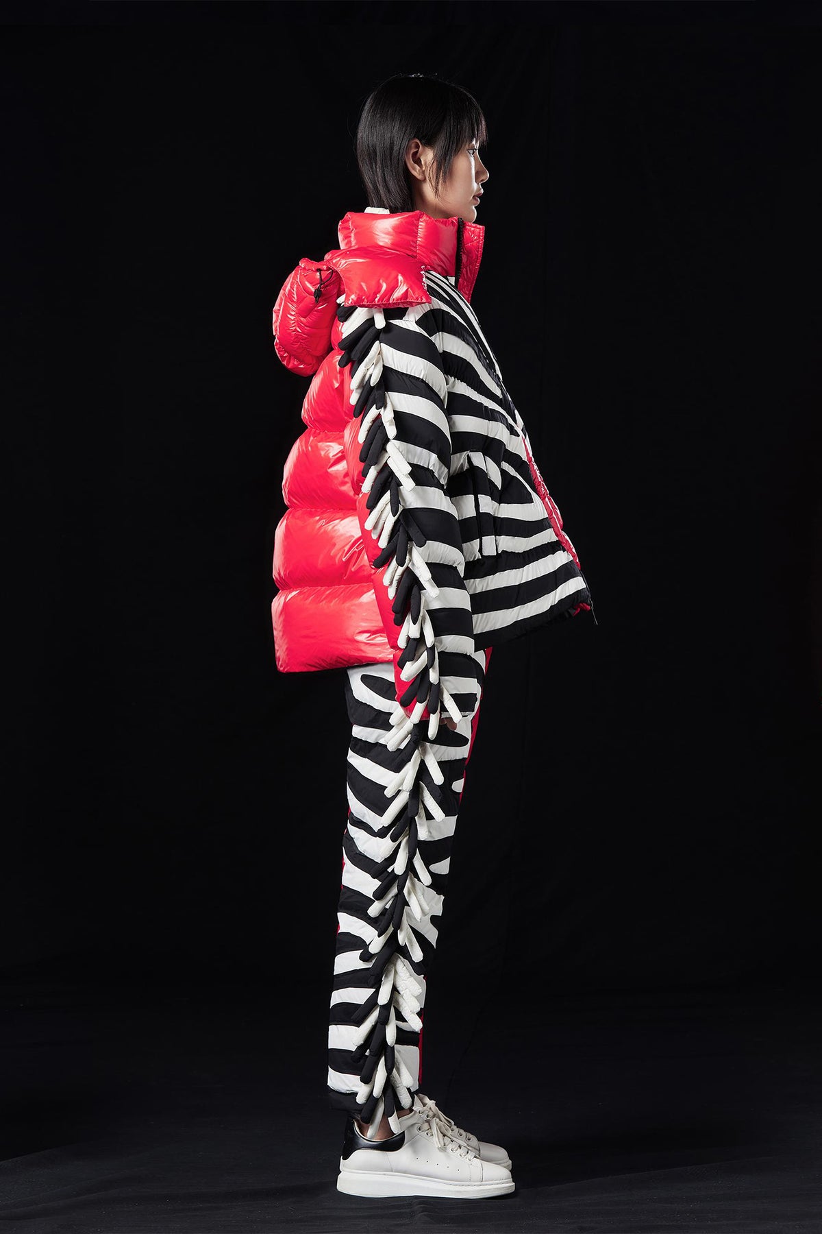 RAXXY x AURETA Handmade zebra pattern down jacket
