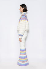RAXXY “COLORFUL LEGEND” FAIR ISLE TEXTURE CREW NECK GOOSE DOWN SWEATER