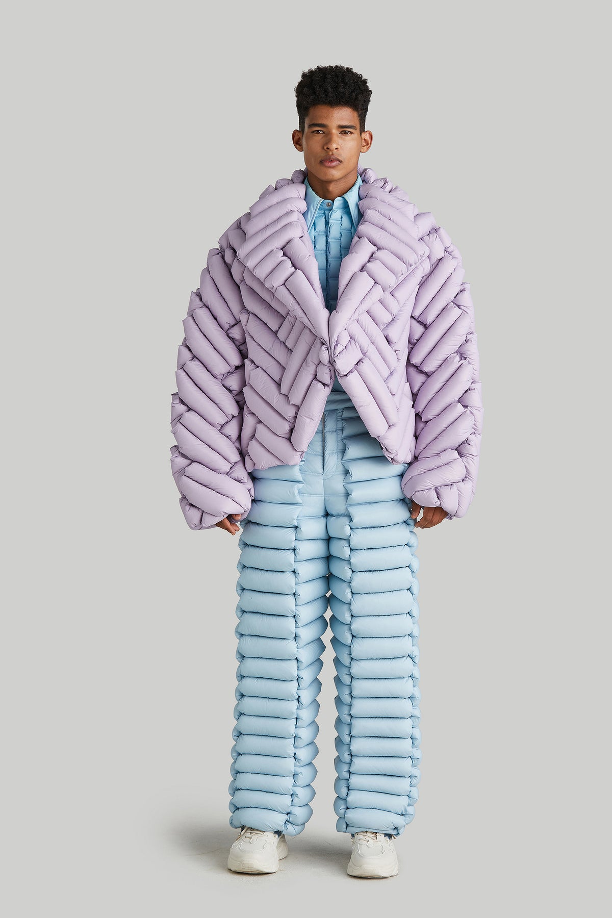 ”BAMBOO WEAVE"LAPEL GOOSE DOWN COAT