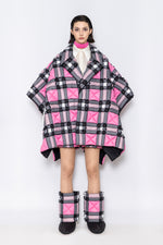 RAXXY CLASSIC SCOTTISH TARTAN NOTCHED COLLAR GOOSE DOWN SHAWL