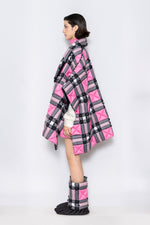 RAXXY CLASSIC SCOTTISH TARTAN NOTCHED COLLAR GOOSE DOWN SHAWL