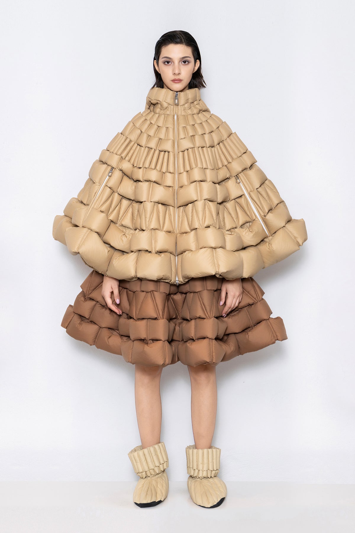 RAXXY CLASSIC CASUAL HOODED GOOSE DOWN CAPE