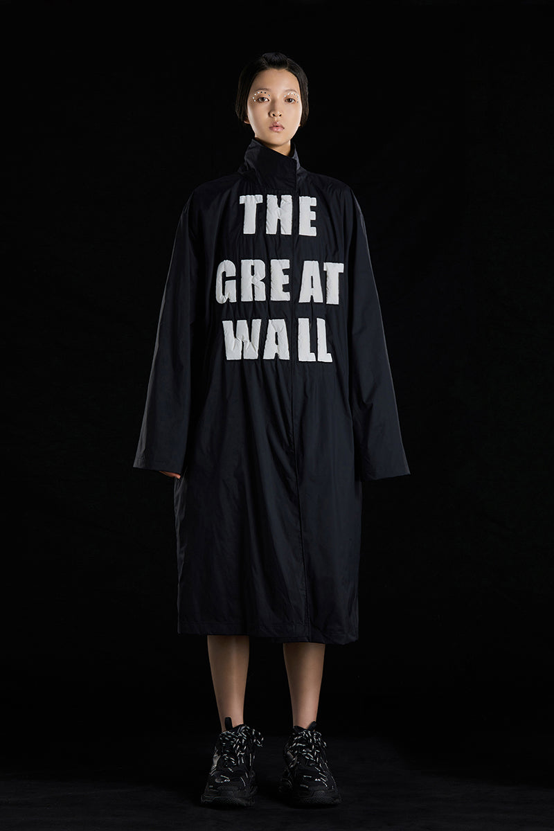 THE GREAT WALL PAPER-CUT COLORFUL SCULPTURE PROCESS TRENCH COAT