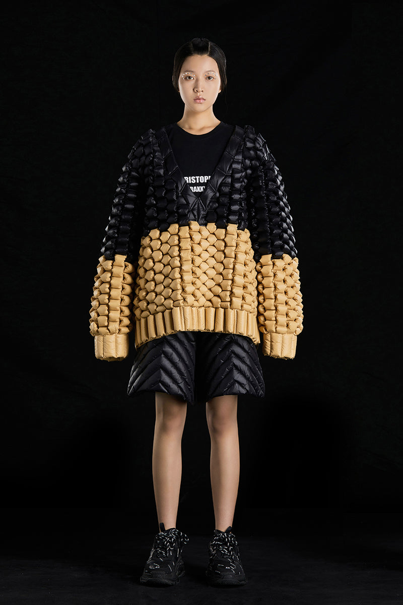 KIRIN STITCHING V-NECK OVERSIZED GOOSE DOWN SWEATER