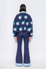 RAXXY WOVEN TEXTURE FLOWER PATTERN DOWN SWEATSHIRT