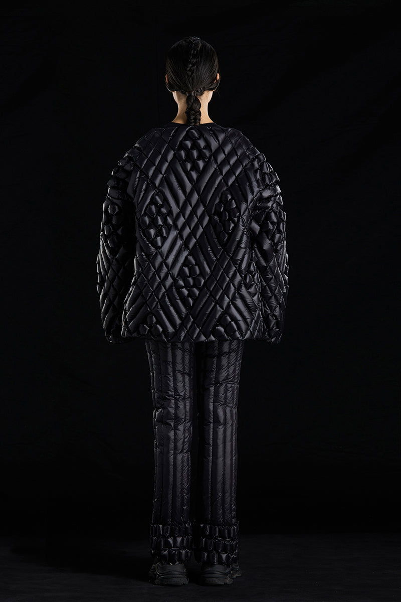 LOZENGE WEAVE GOOSE DOWN CARDIGAN