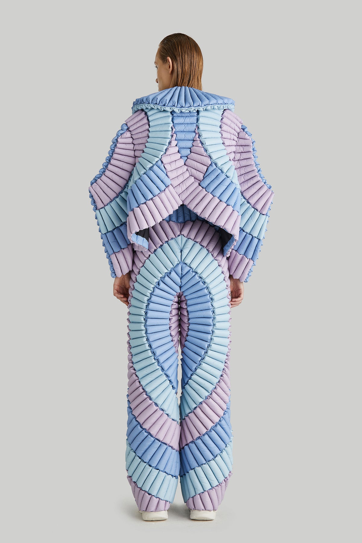 COLOUR PLANT STEM AND LEAF VEINED LAPEL GOOSE DOWN JACKET