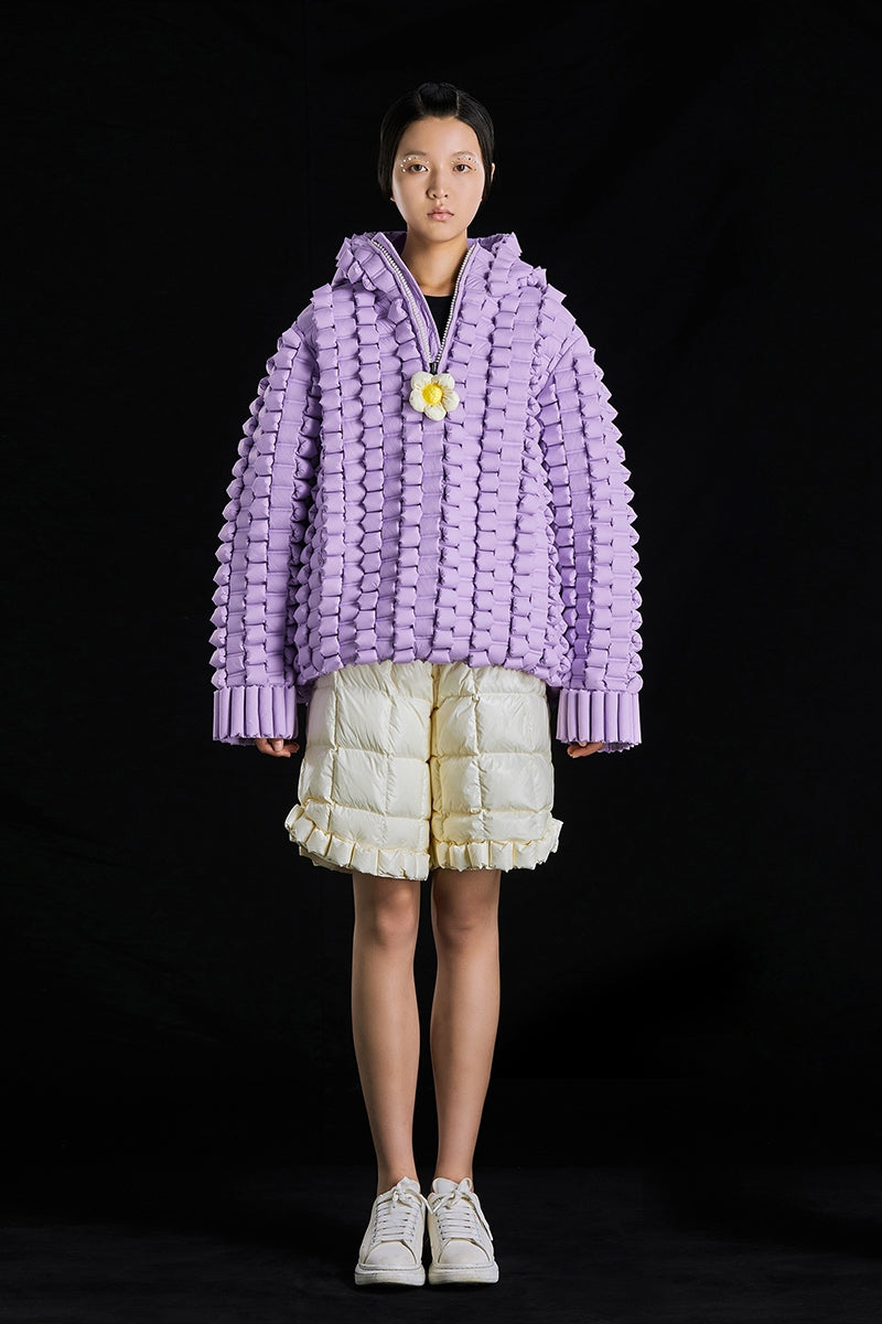 5-DIMENSIONAL CROCODILE HOODED PULLOVER GOOSE DOWN JACKET