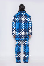 RAXXY DIAGONAL CHECK LAPEL GOOSE DOWN COAT