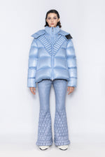 RAXXY V-PATTERN HOODED GOOSE DOWN JACKET