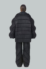 GEOMETRIC SILHOUETTE WAVY SLEEVE BAMBOO PATTERN LAPEL COAT