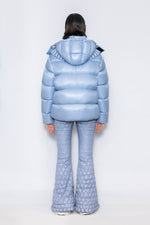 RAXXY V-PATTERN HOODED GOOSE DOWN JACKET