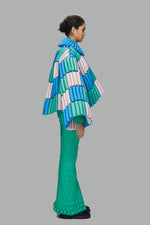 STITCHING WAVY PROFILE FLARED SLEEVE LAPEL JACKET