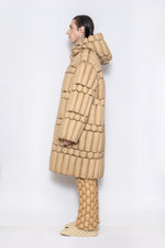 RAXXY CLASSIC SLUB LONG-LENGTH HOODED GOOSE DOWN JACKET