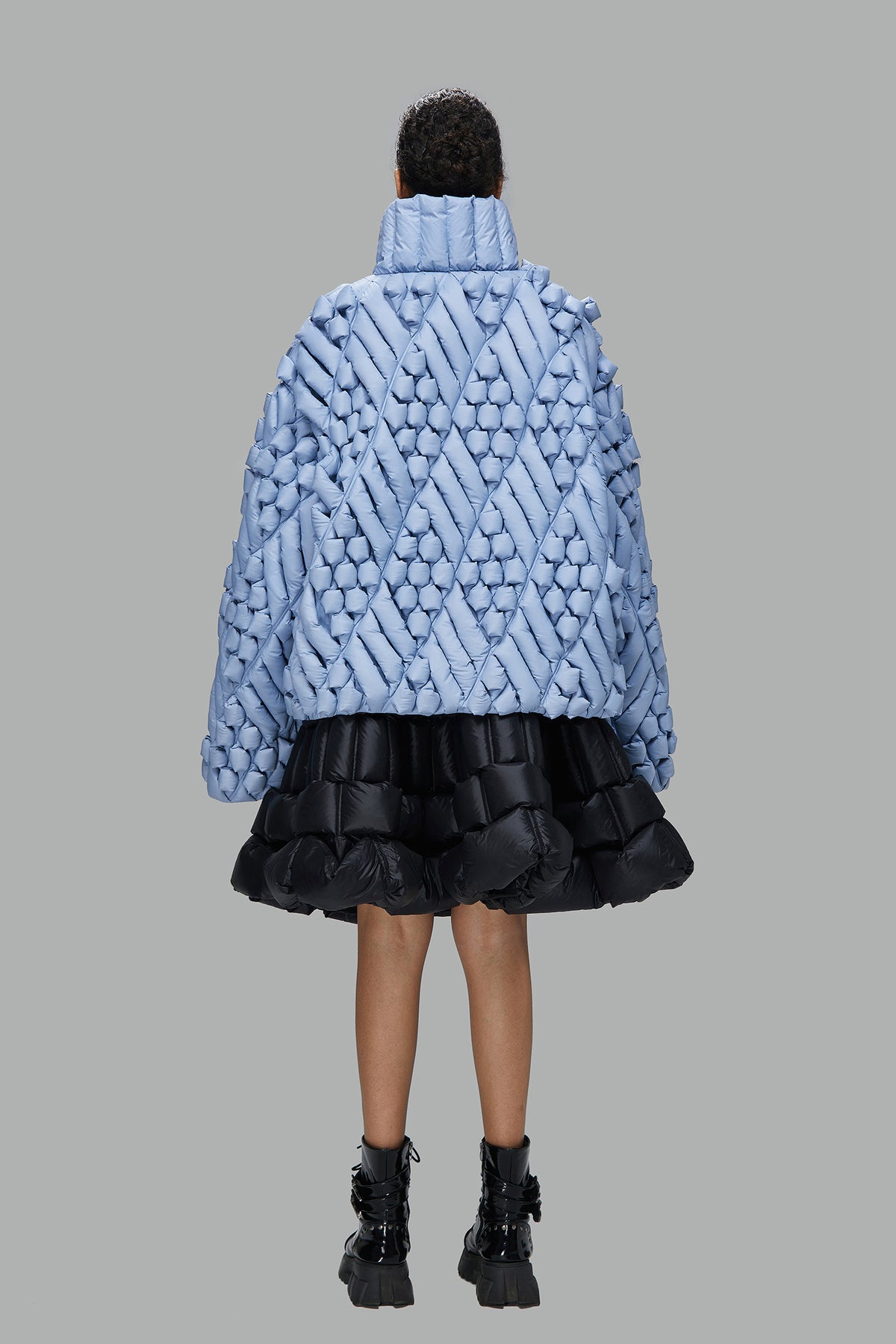 5D RHOMBUS TEXTURE TURTLENECK DOWN SWEATER