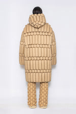 RAXXY CLASSIC SLUB LONG-LENGTH HOODED GOOSE DOWN JACKET