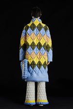 COLOR RHOMBUS PATCH GOOSE DOWN COAT