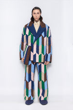 RAXXY COLORFUL HERRINGBONE PATTERN GOOSE DOWN BLAZER