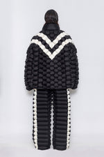 RAXXY CLASSIC BLACK & WHITE V-PATTERN GOOSE DOWN JACKET