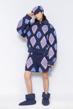 RAXXY CLASSIC FIREWORKS QUILTED CHECK PATTERN GOOSE DOWN JACKET