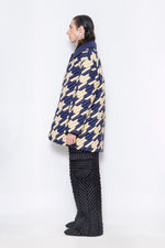 RAXXY HOUNDSTOOTH PATTERN GOOSE DOWN COAT