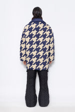 RAXXY HOUNDSTOOTH PATTERN GOOSE DOWN COAT
