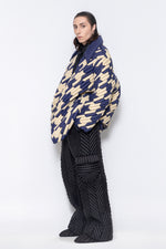 RAXXY HOUNDSTOOTH PATTERN GOOSE DOWN COAT