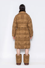 RAXXY CLASSIC SCOTTISH TARTAN NOTCH COLLAR GOOSE DOWN COAT