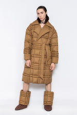 RAXXY CLASSIC SCOTTISH TARTAN NOTCH COLLAR GOOSE DOWN COAT