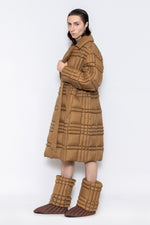 RAXXY CLASSIC SCOTTISH TARTAN NOTCH COLLAR GOOSE DOWN COAT