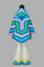 COLOR WAVY BUTTERFLY SILHOUETTE DOWN COAT