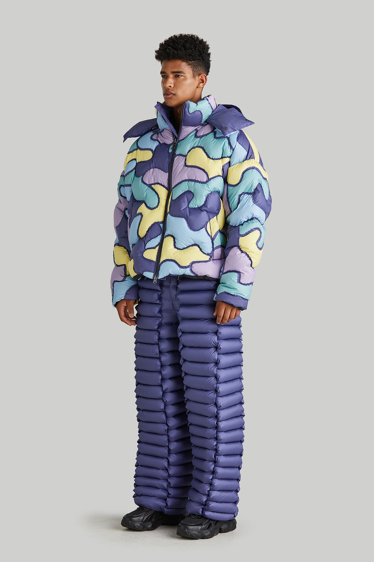 "PAPER CUTTING CRAFT"CAMOUFLAGE GOOSE DOWN JACKET