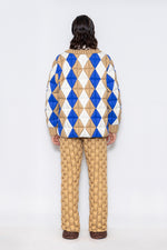 RAXXY QUILTED COLOR-BLOCKED V-NECK GOOSE DOWN CARDIGAN