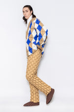 RAXXY QUILTED COLOR-BLOCKED V-NECK GOOSE DOWN CARDIGAN