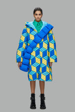 COLOR 3D CUBE DOWN WITH HAT COAT