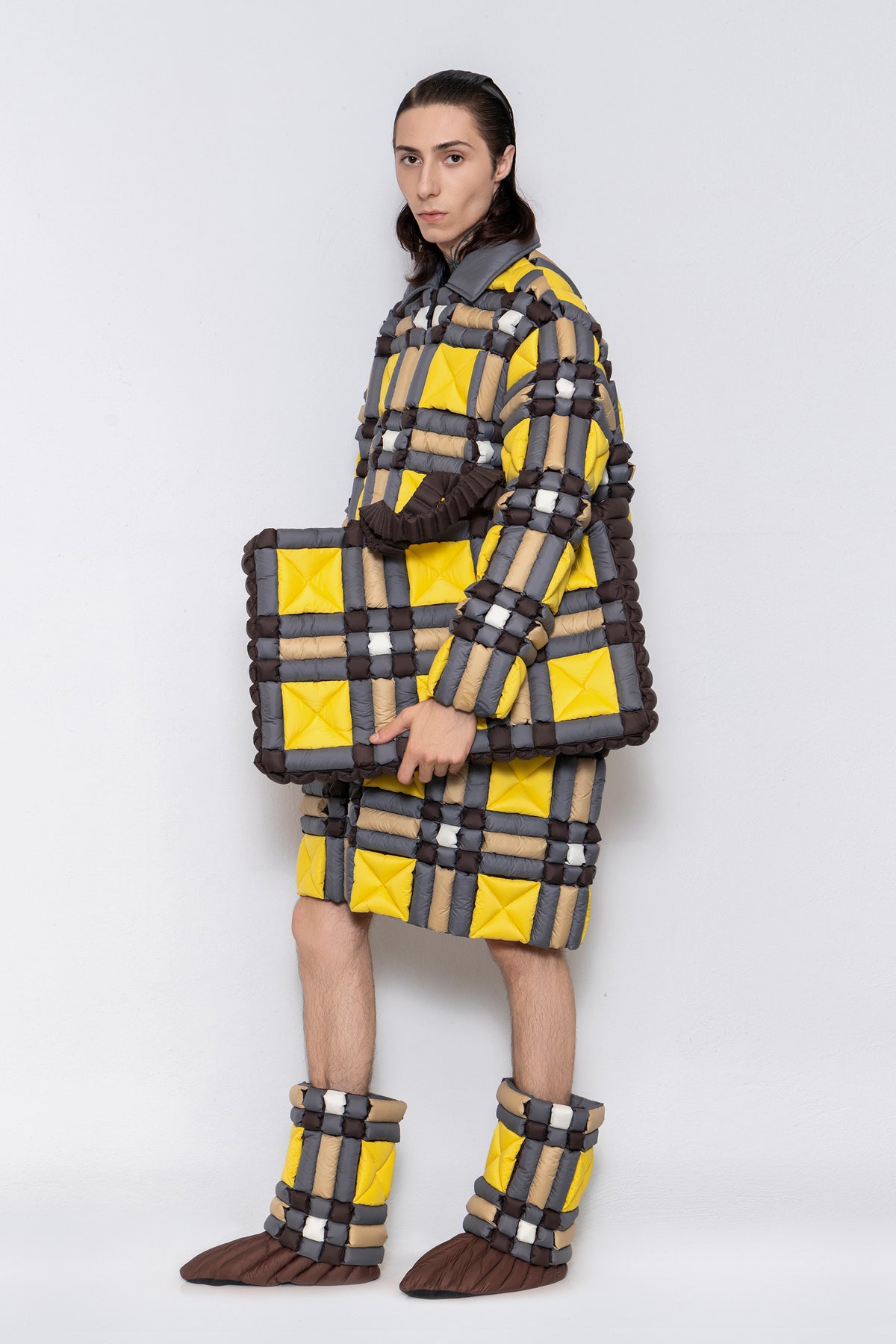 RAXXY CLASSIC SCOTTISH TARTAN LONG LENGTH GOOSE DOWN COAT