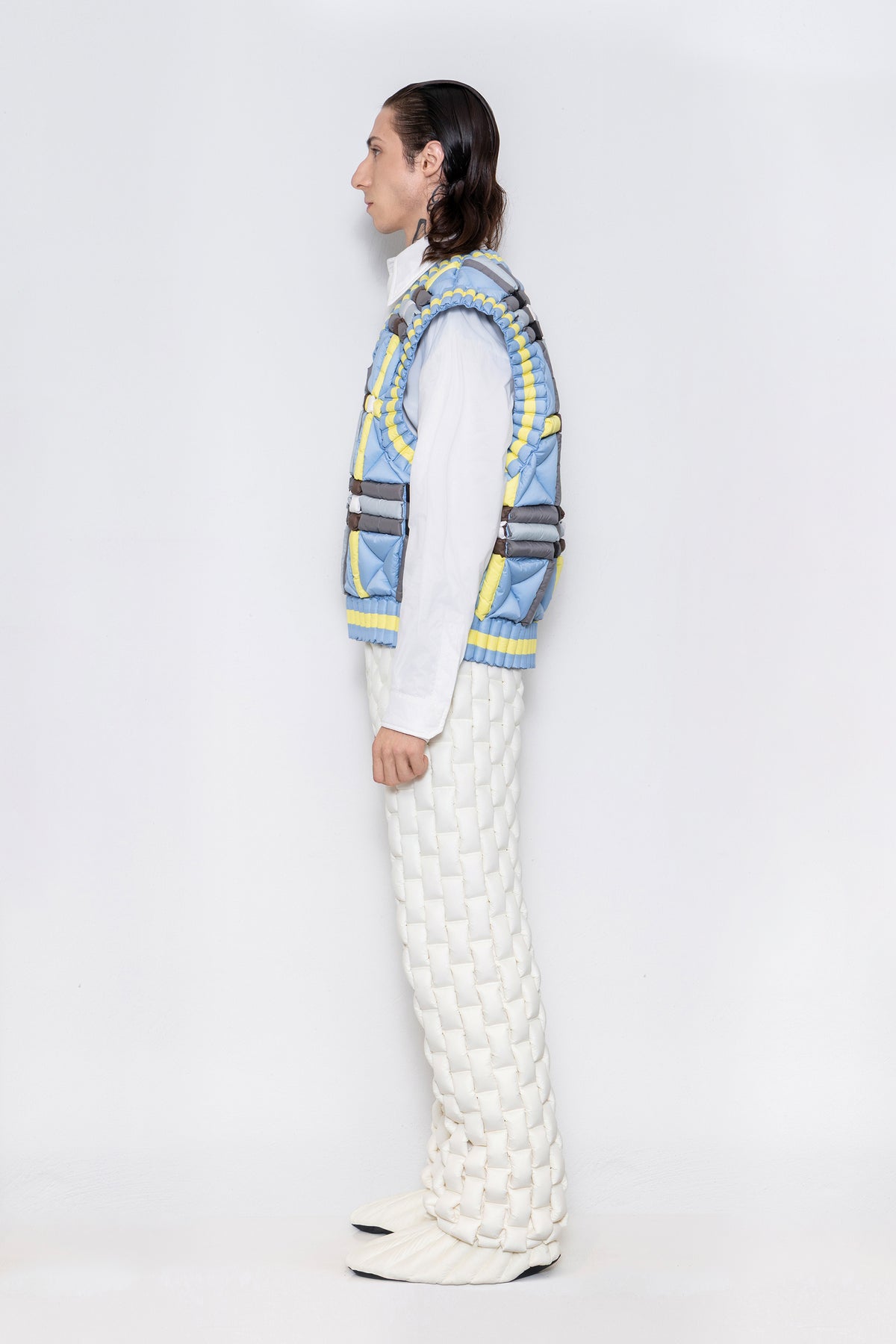 RAXXY CLASSIC SCOTTISH TARTAN V-NECK GOOSE DOWN VEST