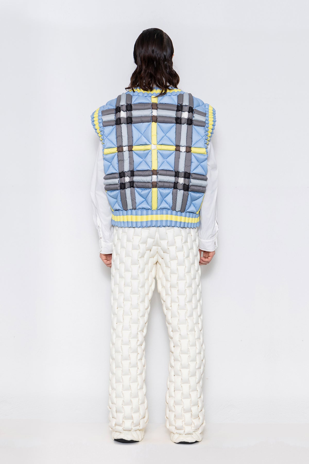 RAXXY CLASSIC SCOTTISH TARTAN V-NECK GOOSE DOWN VEST