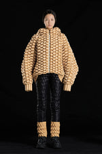GOLD PEARL 5-DIMENSIONAL KIRIN PATTERN BATWING SLEEVES GOOSE DOWN JACKET